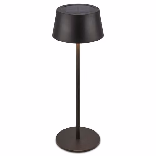 Briloner Black Rechargeable Solar LED Table Lamp with CCT and Dimming, IP44, W/D/H: 11.5 x 11.5 x 34.0 cm