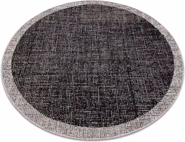 RugsX Floorlux Round Polypropylene Rug in Black, Diameter: 160 cm – 1