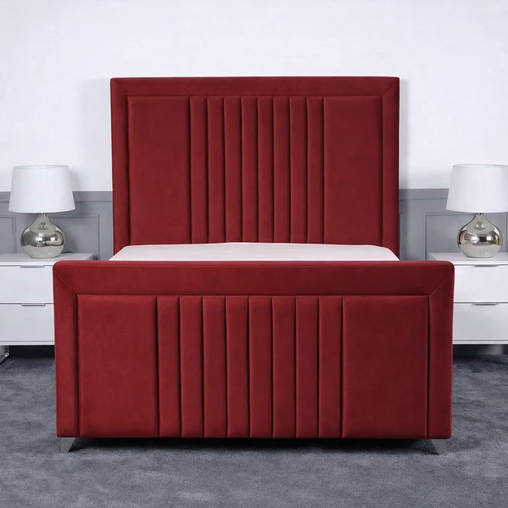 Living Comfort Bedz Celeste Upholstered Velvet Gas Lift Storage Bed in Red, W/D/H: 120 x 200 cm – 2