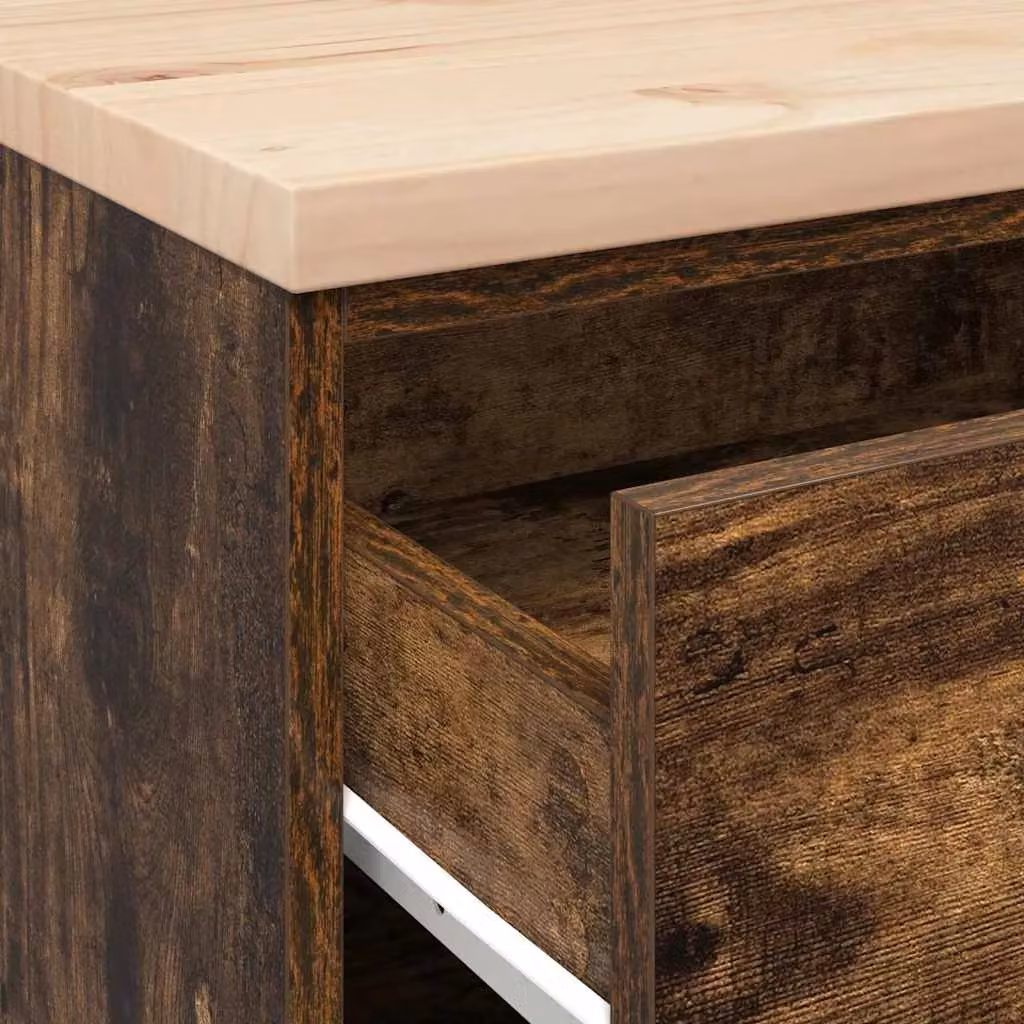 Berkfield Home Garage Storage Cabinet in Smoked Oak Brown, Solid Wood Pine, W/D/H: 60 x 51 x 85 cm – 6