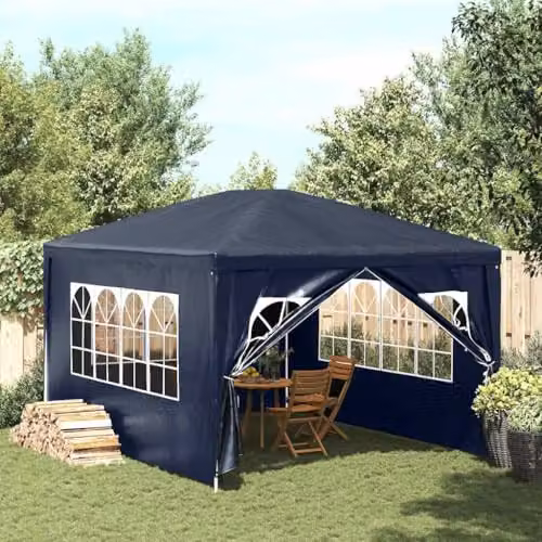vidaXL Blue Hip Roof Party Tent with Windows, W: 300 cm, D: 400 cm, H: 255 cm – 2