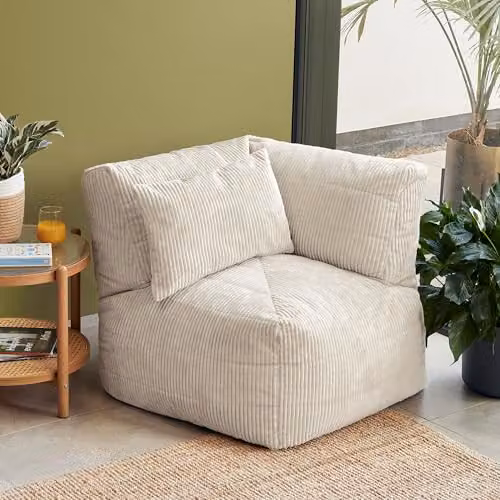 icon Noa Bean Bag Chair in Beige with Removable Cover and Filling Included – 2
