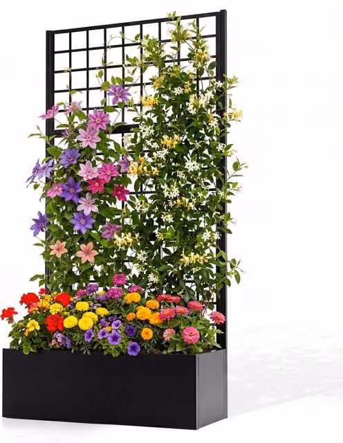 COSTWAY Metal Raised Bed Planter Box with Drainage Holes in Black