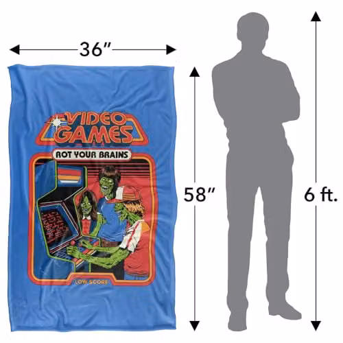 Steven Rhodes Video Games Rot Your Brains Super Soft Fleece Throw Blanket, Multicolour, W/D/H: 91 x 147 cm – 4