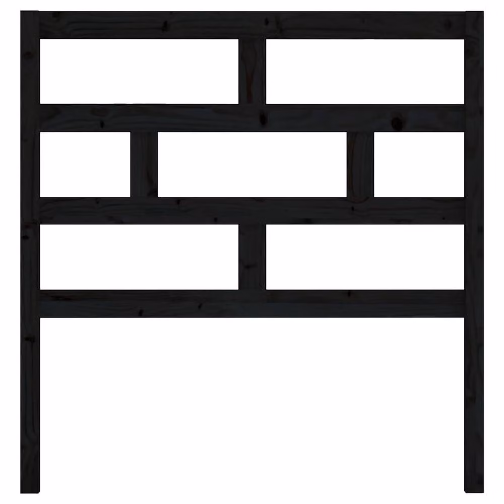 Berkfield Home Beautiful Black Solid Wood Pine Bed Headboard W/D/H: 81 x 4 x 100 cm – 3