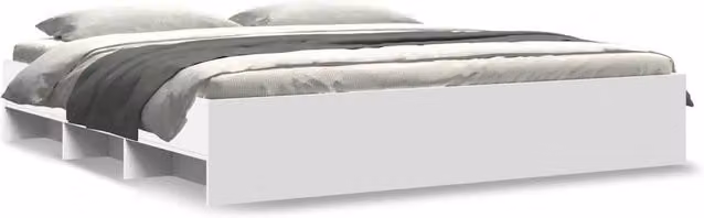 Berkfield Home Super King Bed Frame in White, Engineered Wood, W/D/H: 180 x 200 x 35 cm