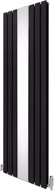 Monstershop Black Steel Mirror Radiator and Valves W: 180 cm, H: 56.5 cm