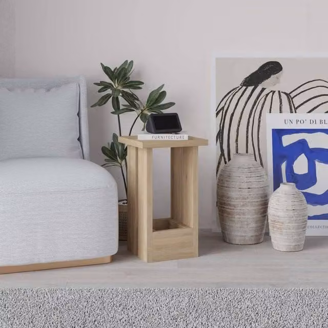 Decortie Tasos Modern Minimalist Side Table in Sand, W/D/H: 30 x 30 x 50.5 cm