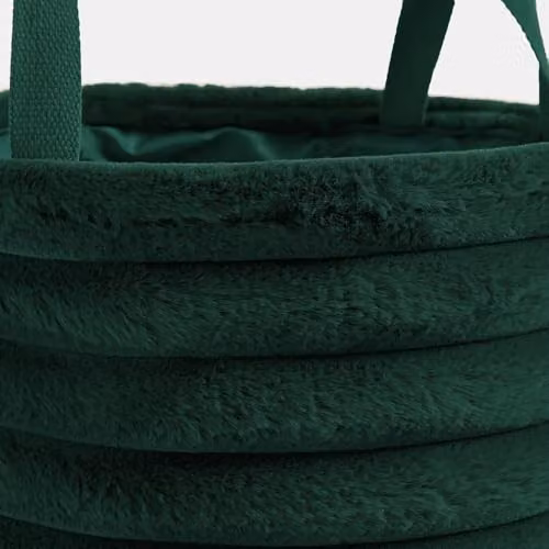 OHS Ribbed Faux Fur Storage Basket with Handles, Green, W/D/H: 30.0 x 26.0 x 23.4 cm – 6