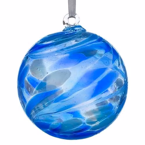 Sienna Glass Sapphire Blue Hanging Friendship Ball Bauble, Diameter: 10 cm