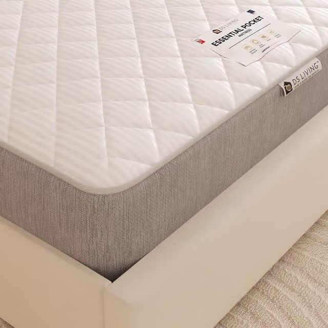 DS Living Luxe Essentials Medium Pocket Sprung Mattress in Grey, Small Single – 1