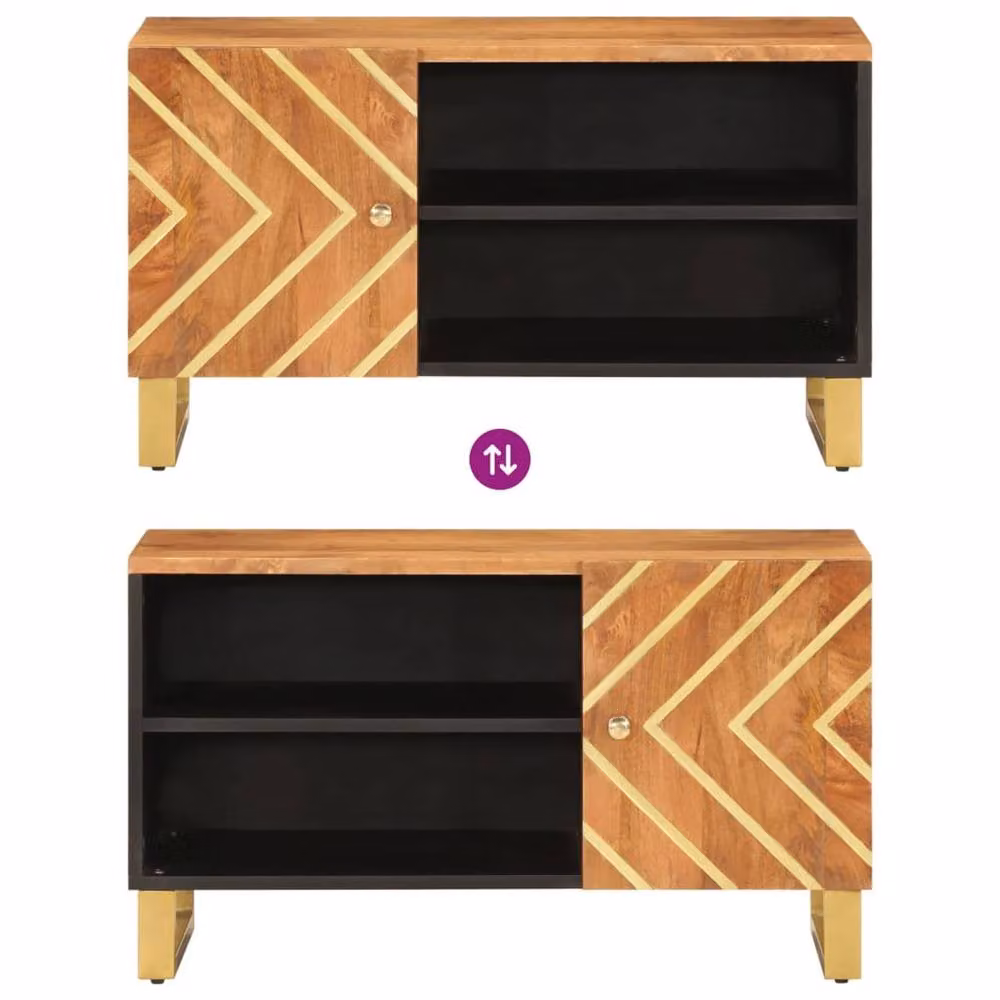 Berkfield Home Mango Wood TV Cabinet in Brown and Black, W: 80 cm, D: 31.5 cm, H: 46 cm – 5