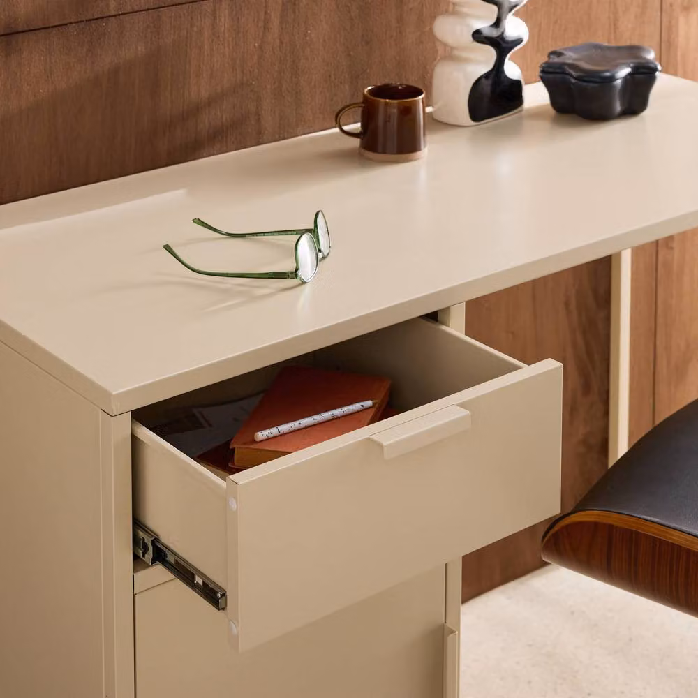 sweeek Laminated Steel Childrens Writing Desk with Drawer Unit in Beige, W/D/H: 120 x 50 x 75 cm – 3