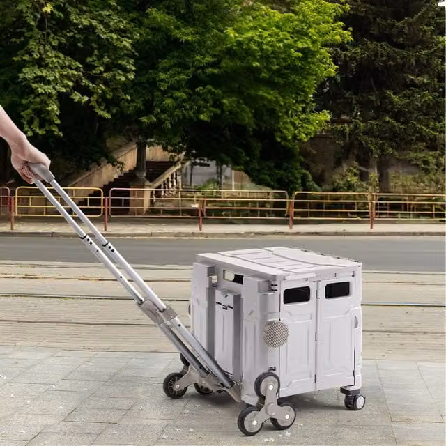 Lifeideas Folding Stair Climbing Shopping Trolley, Grey, Width: 41.5 cm