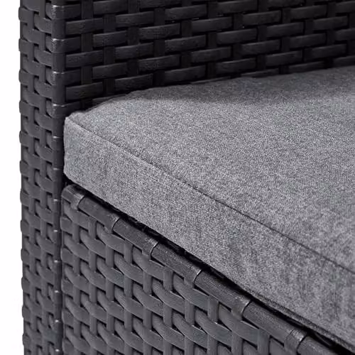 Keter Emma 4 Seater Lounge Set in Grey, featuring a 2-Seater Sofa, 2 Armchairs, a Storage Coffee Table and Cushions, Weatherproof Rattan-Style Wicker Furniture for Garden, Balcony or Terrace – 4