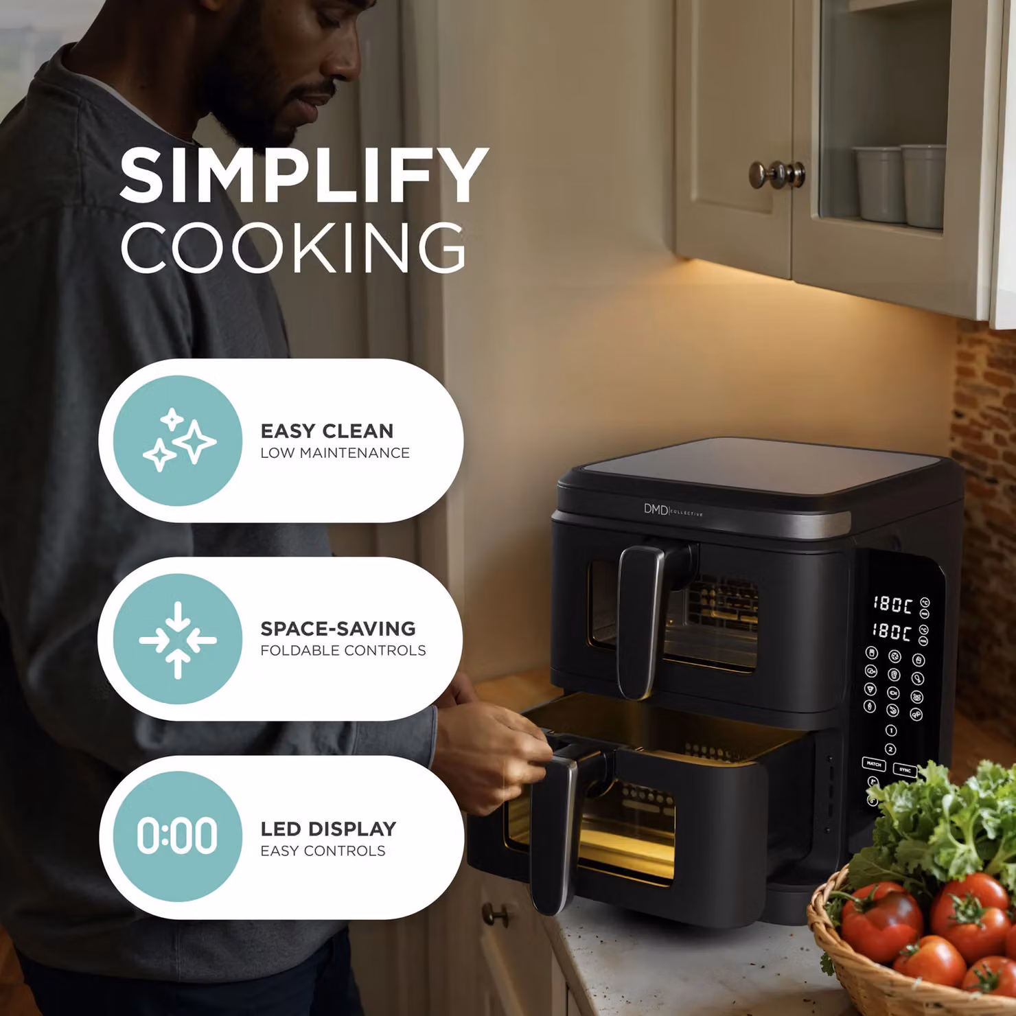 DMD Collective 11L Dual Zone Vertical Stacked Air Fryer in Black – 7