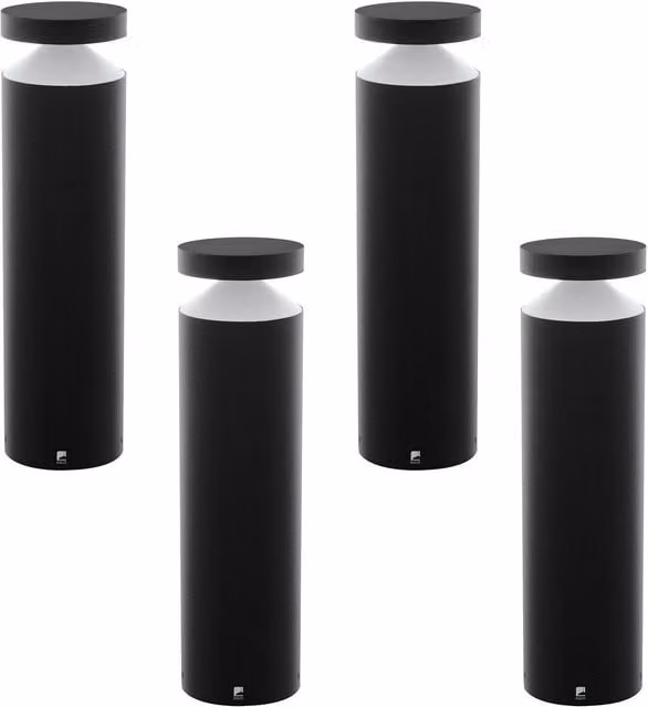 Loops 4 Pack Black Cast Aluminium IP44 Outdoor LED Pedestal Garden Post Lights 11W