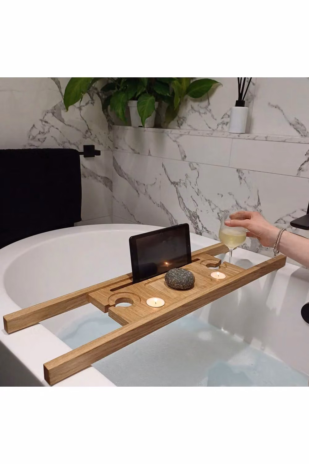 MijMoj Design Solid Oak Bath Tray Caddy in Brown – 2