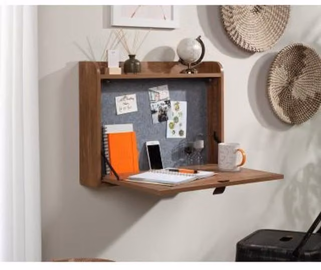 Teknik Modern Mango Wood Wall Mounted Floating Secretary Desk for Home Office