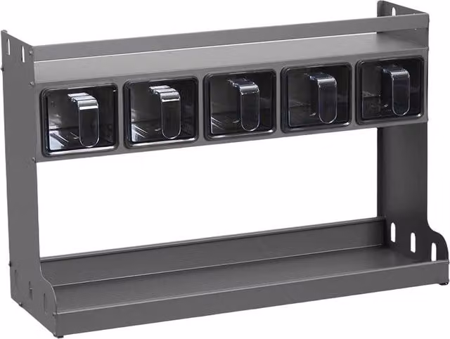 Garden Sanctuary 3-Tier Kitchen Spice Rack with Seasoning Boxes in Grey, W/D/H: 43.5 x 28.5 x 1.0 cm