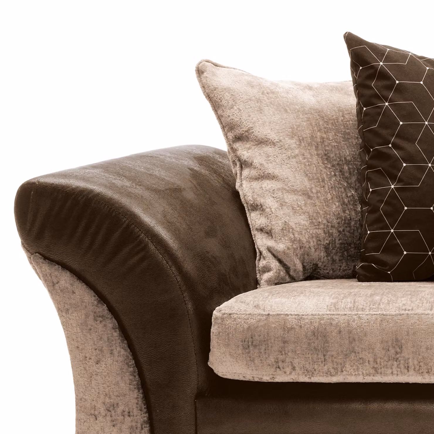 Abakus Direct Farrow 3 Seater Chenille Fabric Sofa in Brown and Beige – 3