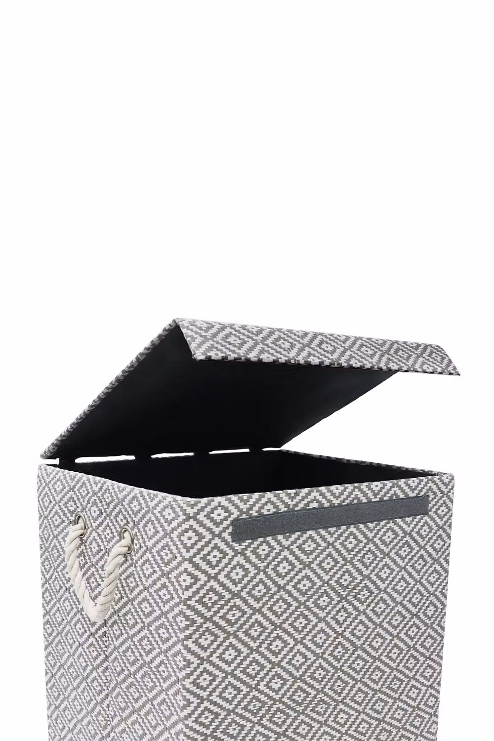 JVL Argyle Rectangular Foldable Paper Lidded Storage Box, Grey, W: 61.0 cm, D: 40.0 cm – 2
