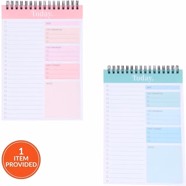 i-doodle A5 Spiral Bound Lined To Do List Softcover Notebook in Pink or Blue