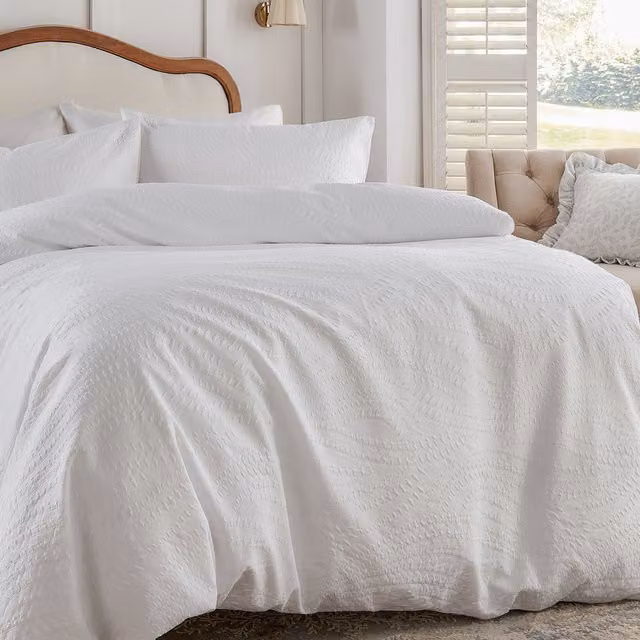 Make It A Home Georgia Embossed Duvet Cover Set - White, 90 x 200 cm