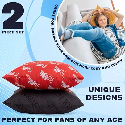 Liverpool F.C. Square Cushion Covers, Pack of 2, Red, Black and Multicolour, W/D/H: 39 x 39 x 39 cm – 4