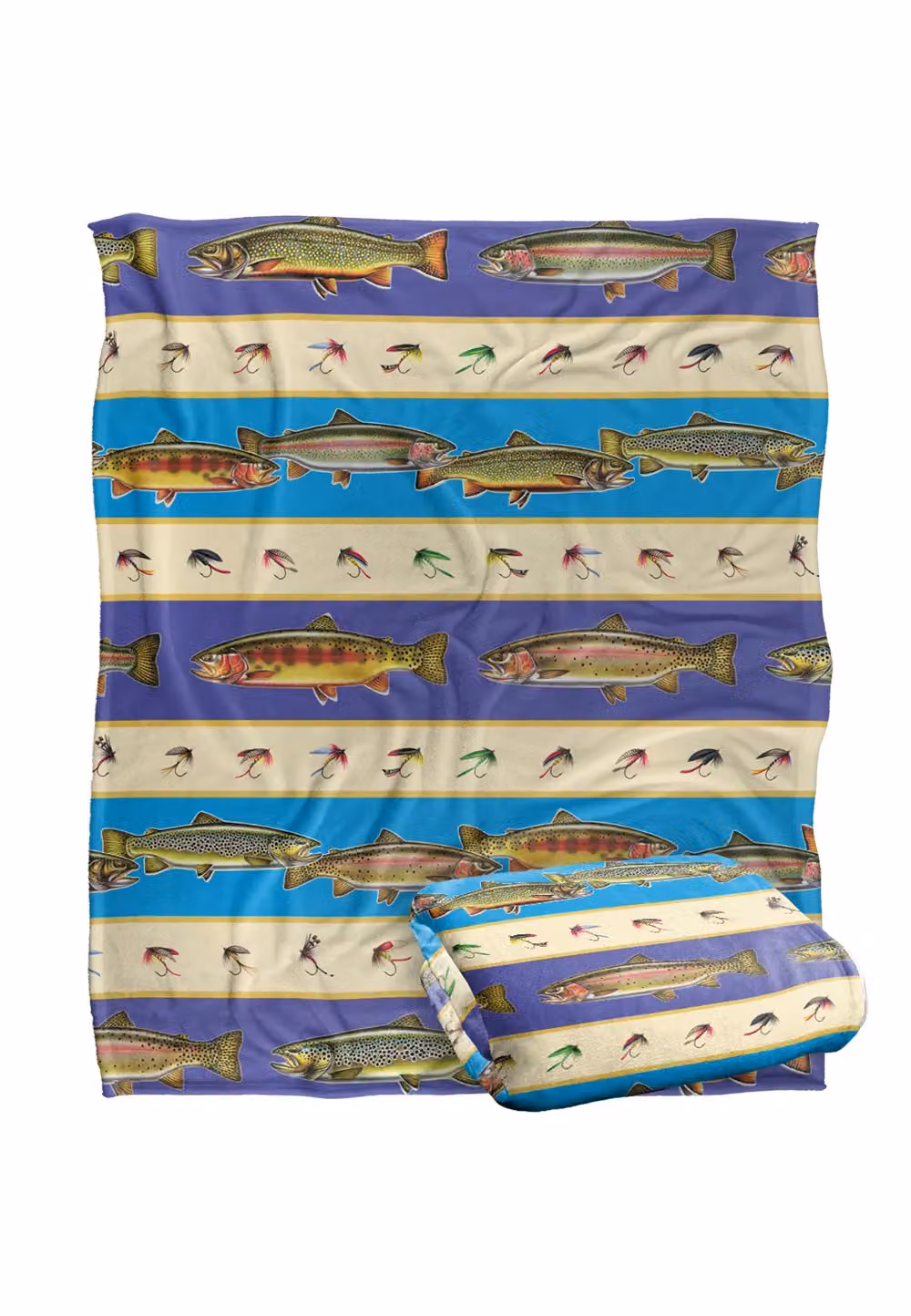 JQ Licensing Trout Fishing Lures Pattern Super Soft Fleece Throw Blanket, White, W/D: 152 x 127 cm – 2