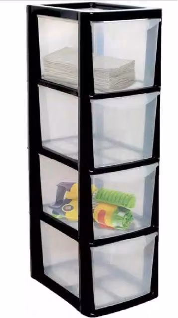 FORGEVIO Black and Transparent Plastic Organizer, Width: 50 cm – 1