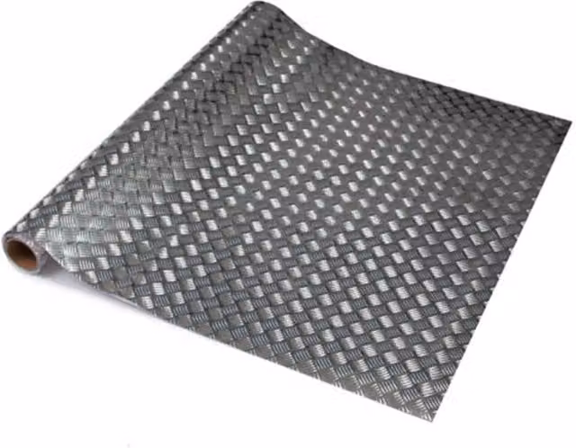 D-C-Fix Chequer Plate Metallic Silver Self Adhesive Vinyl Wrap Film, W: 67.5 cm, H: 150 cm
