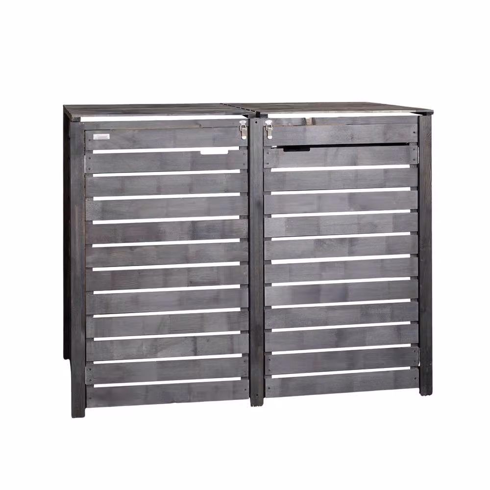 Samuel Alexander Anthracite Wooden Double Wheelie Bin Store for 2 Bins W: 143 cm, D: 116 cm, H: 81 cm – 2