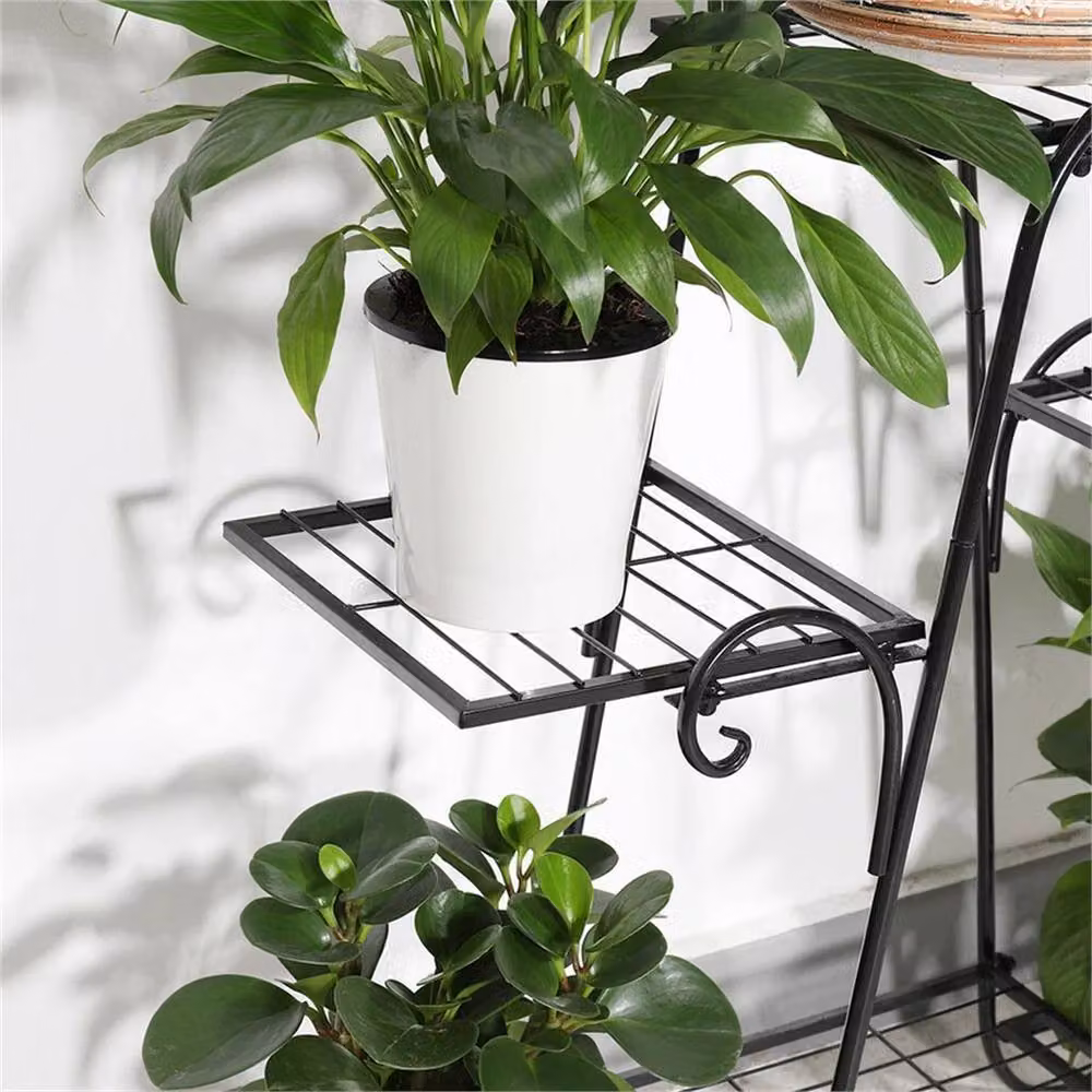 Nordara 6 Tier Black Metal Corner Flower Pot Stand for Indoor and Outdoor Use W/D/H: 100 x 50 x 50 cm – 2