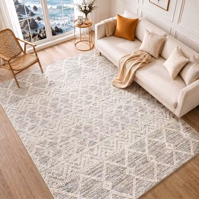 Livabliss Hygge Hand Woven Grey Wool Geometric Rectangular Rug W/D/H: 150 x 230 cm