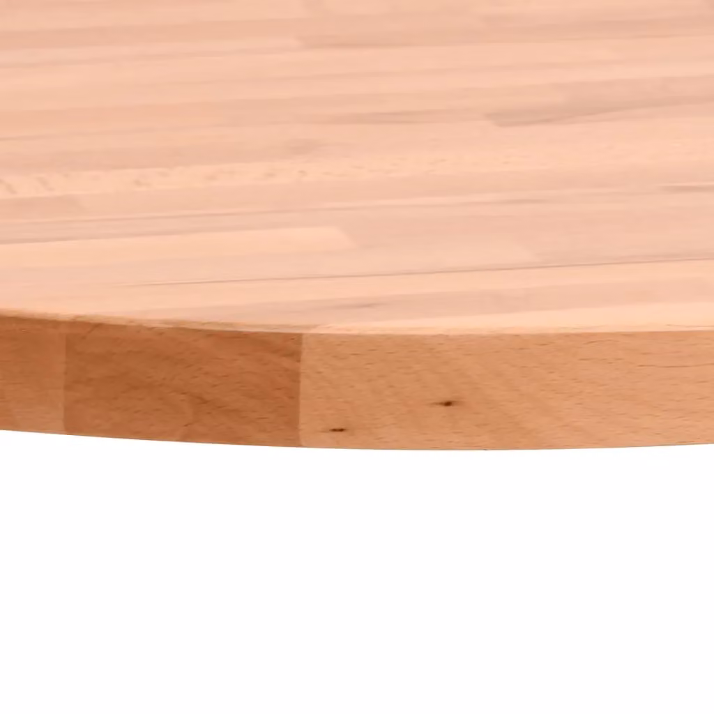 Berkfield Home Round Solid Wood Beech Table Top, Brown, Diameter: 40 cm, Height: 1.5 cm – 3
