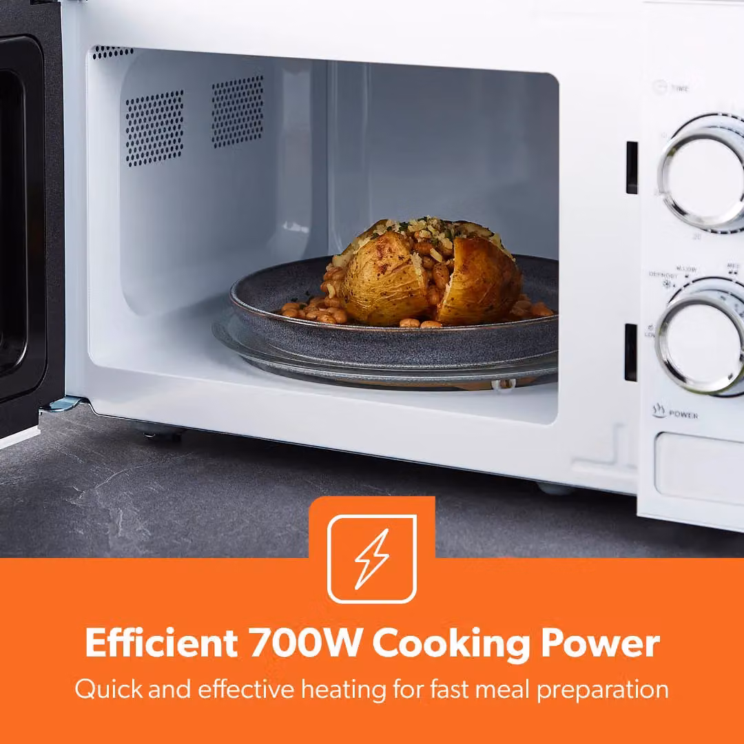 Geepas 20L Solo Microwave Oven with 700W Power and Timer in White – 3