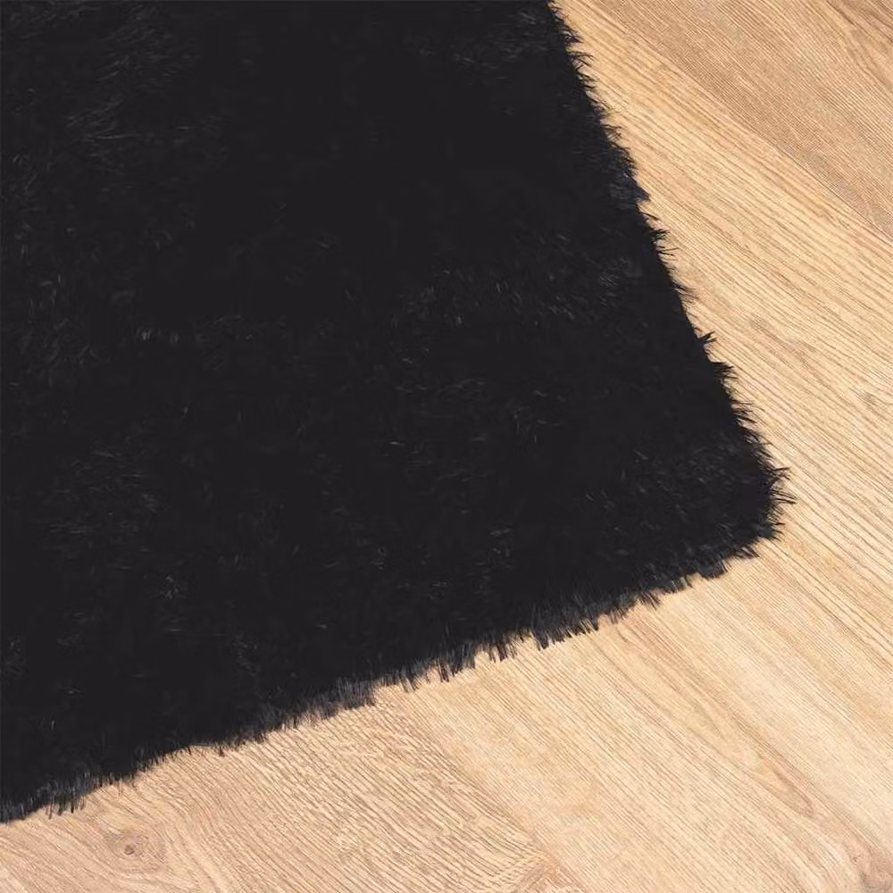 Berkfield Home NAVARRA Black Shaggy High Pile Polyester Rug, W: 80 cm x L: 150 cm – 3