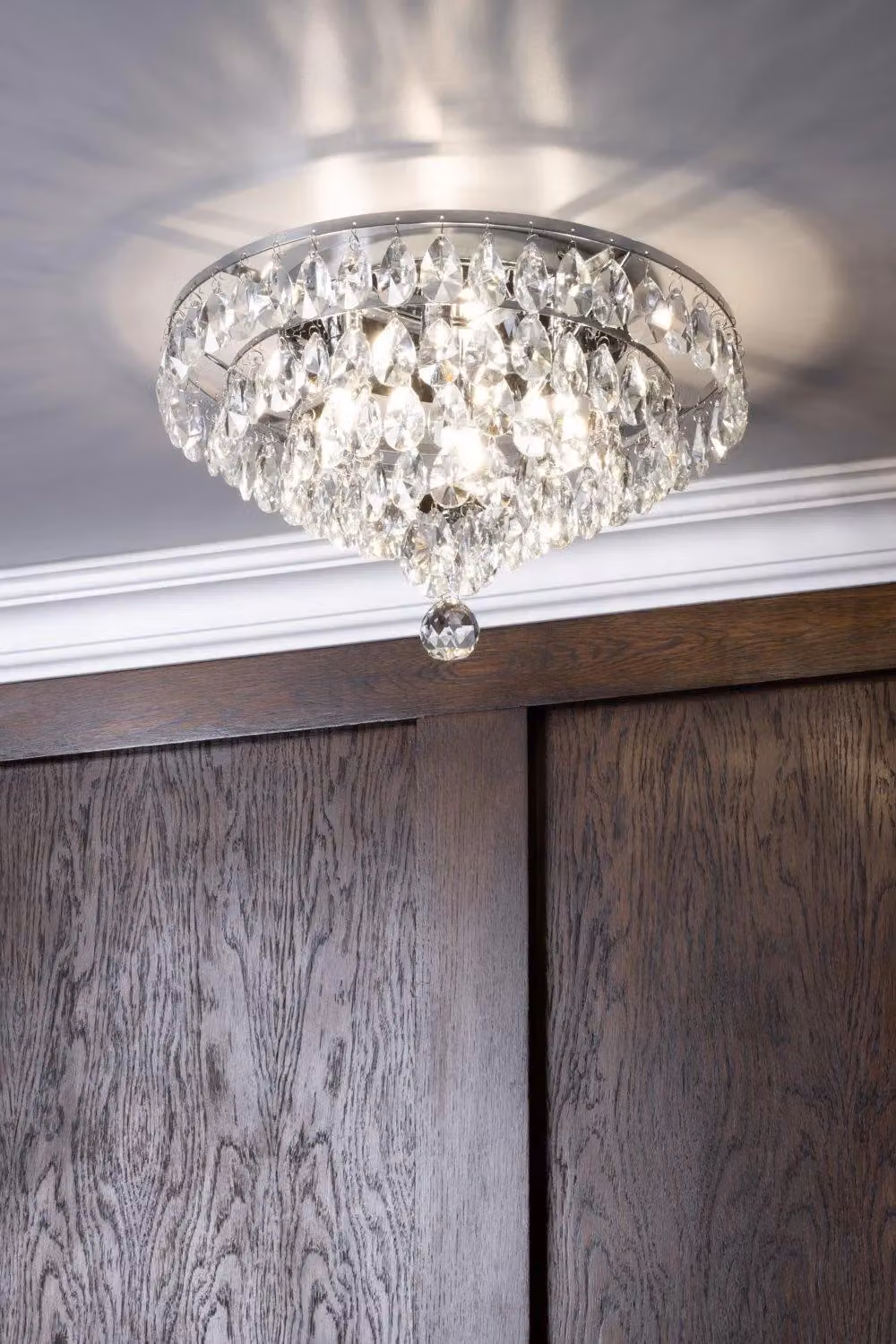 BHS Lighting Elsa Small Crystal Flush Ceiling Light in Silver – 2