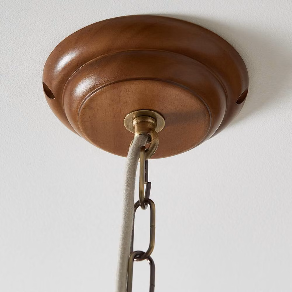First Choice Lighting Rutherford Set of 2 Industrial Pendant Lights in Antique Brass and Wood – 2