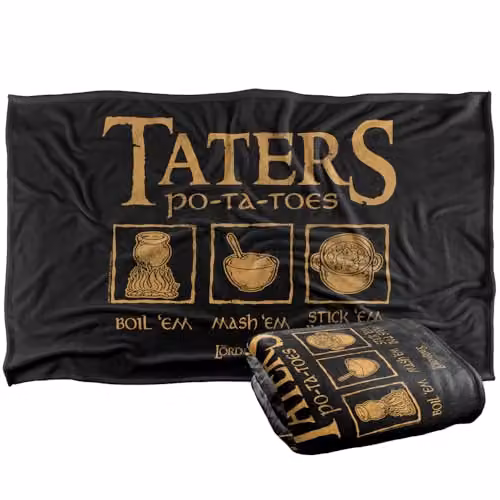 Warner Bros. Lord of the Rings Taters Silky Touch Super Soft Childrens Fleece Throw Blanket, Multicolour, W: 91.44 cm, L: 147 cm – 1
