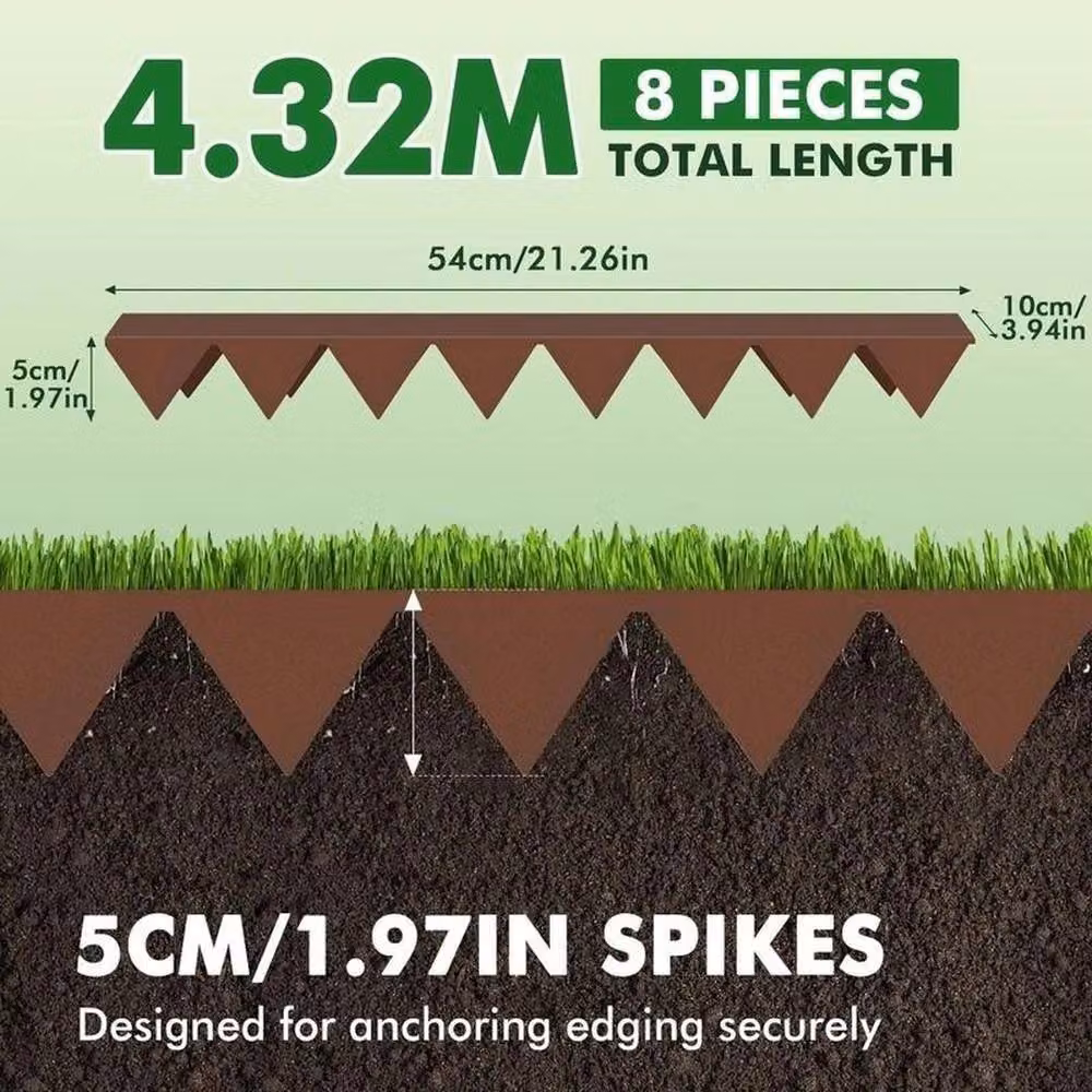 Kelvenix 8-Piece Corten Steel Lawn Edging Set in Brown, 0.6m2 – 2