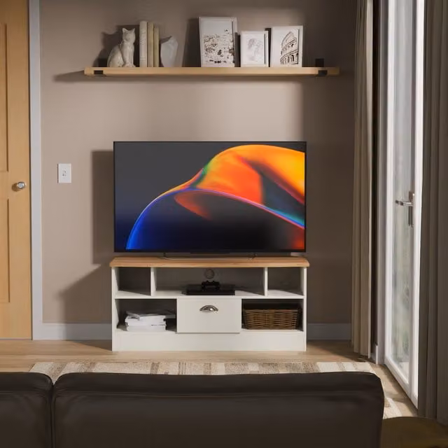 Victoria Ready Assembled 1 Drawer TV Media Unit in Cream Ash and Riviera Oak