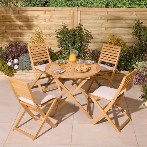 Rowlinson Ashdown Four Seater Round Wooden Dining Set in Brown