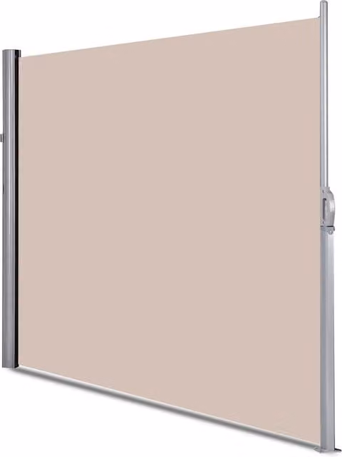 Costway Retractable Folding Side Awning Screen in Beige Polyester and Aluminium, W/H: 300 x 180 cm