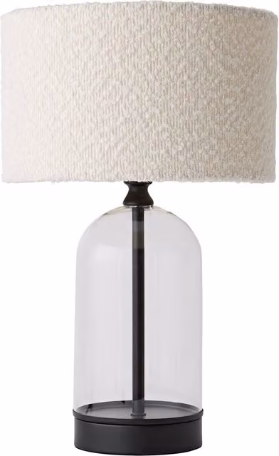 ValueLights Jessy Glass Table Lamp with Black and Beige Fabric Shade