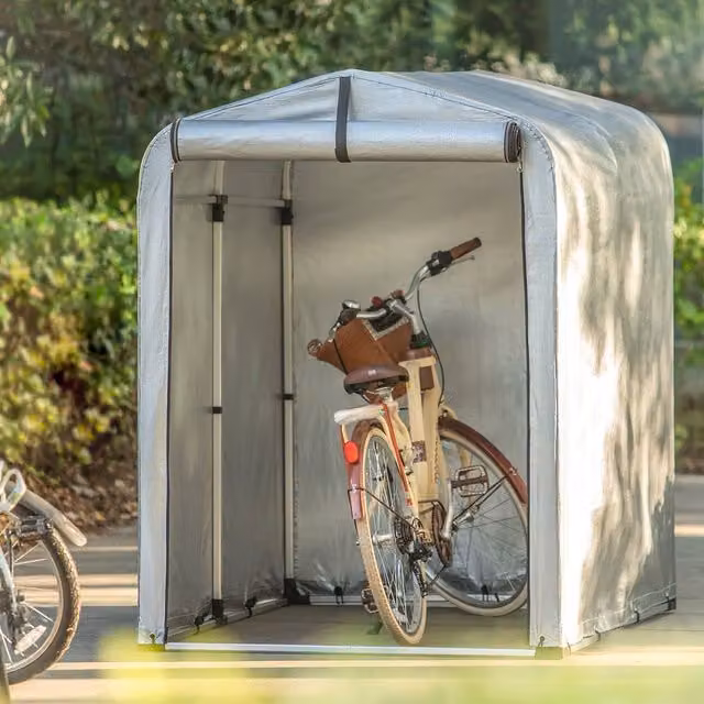 SoBuy Portable Silver Bike Shed with Waterproof PE Tarpaulin and Metal Frame