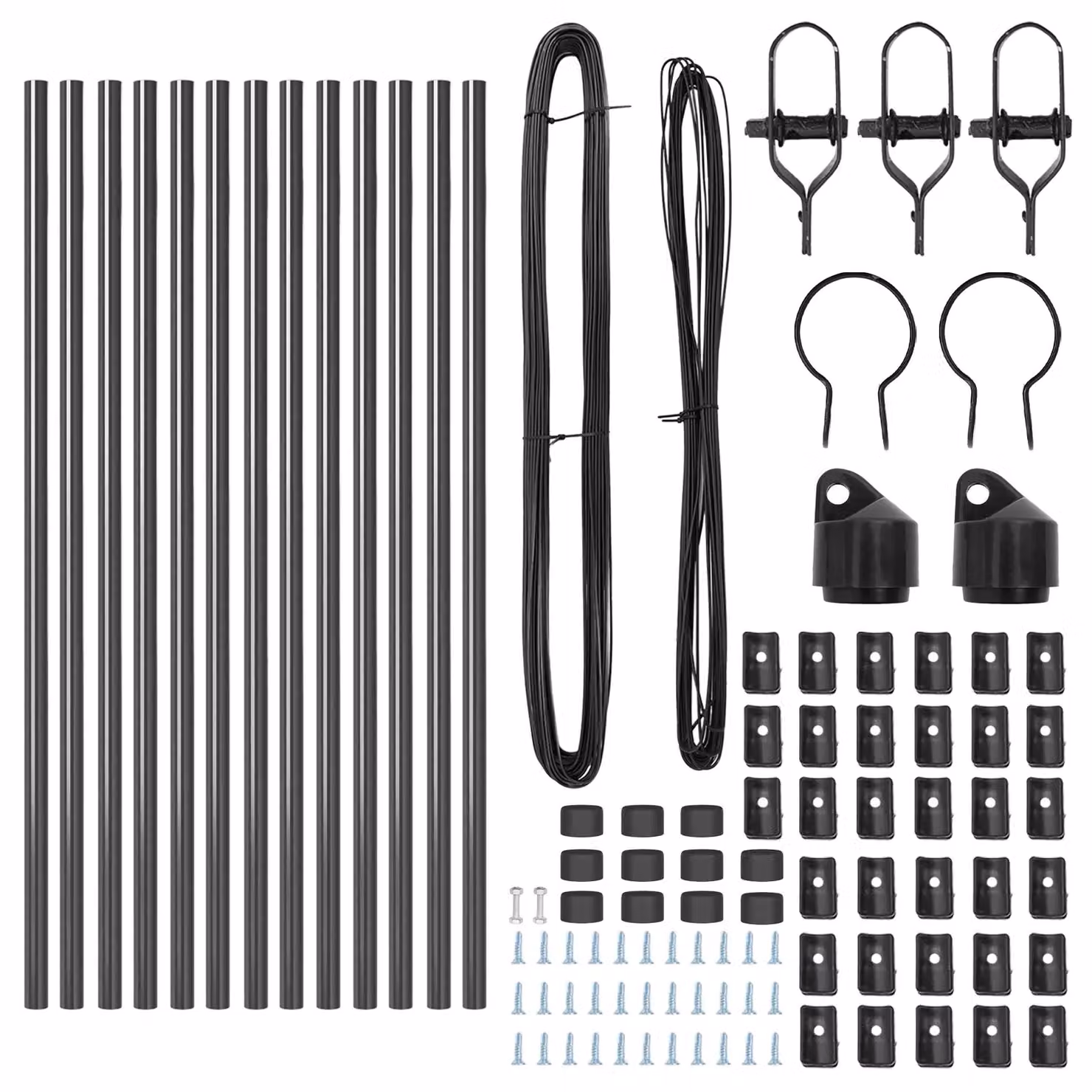 Berkfield Home Set of 13 Round Grey Galvanised Steel Fence Posts – 2