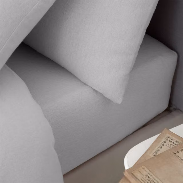 Catherine Lansfield Grey Brushed Cotton Flannelette Double Fitted Sheet W/D/H: 140 x 200 cm