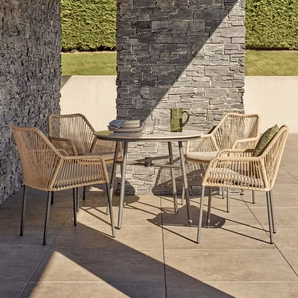 Leisure Grow Olivia 4 Seat Round Dining Set in Beige